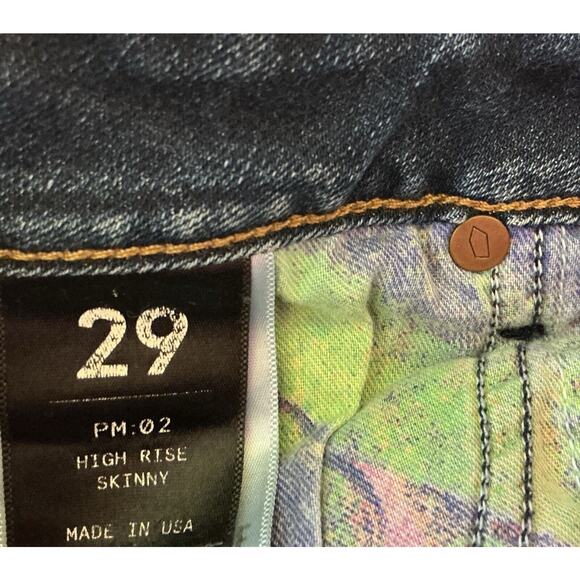 Paradise Mine Woman's High Rise Denim Skinny Blue Jeans Size 29 Made In USA - Picture 4 of 11
